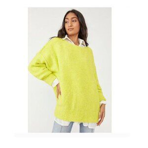 Free‎ People Tunic Sweater Moira Slouchy Citron Sun Combo Relaxed M